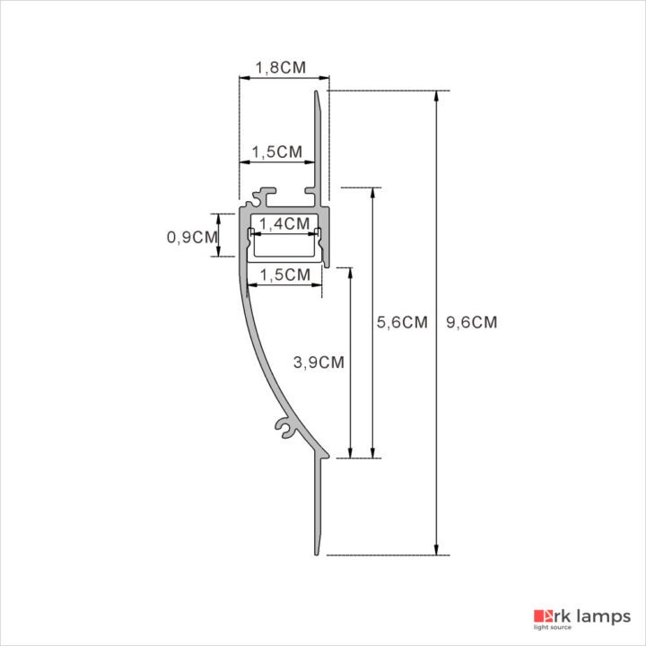 Perfil LED Arandela 1.8×9.6cm — foto 2