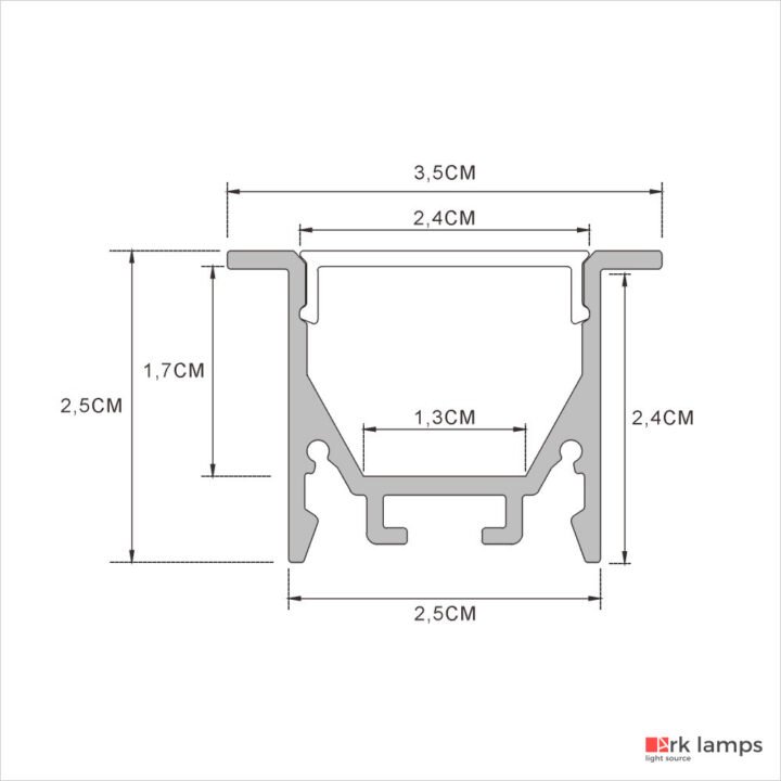 Perfil LED Embutir 3.5×2.5cm — foto 2
