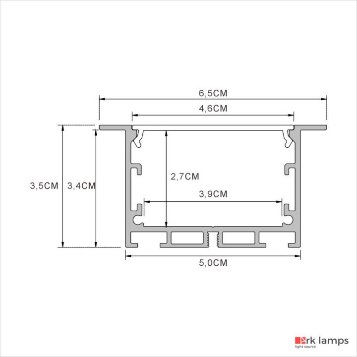 Perfil de LED Standard UP Black (fumê) 65×35mm Ark Modular · Ark Lamps · ARK-ML109 — foto 3
