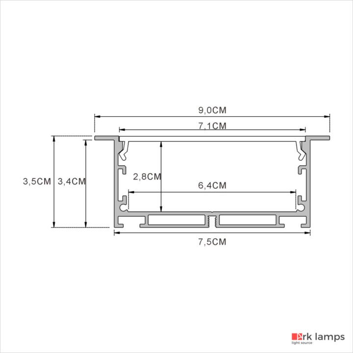 Perfil LED Embutir 9×3.5cm — foto 2