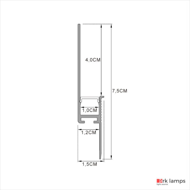 Perfil LED Embutir Rodapé 1.45×7.5cm — foto 2