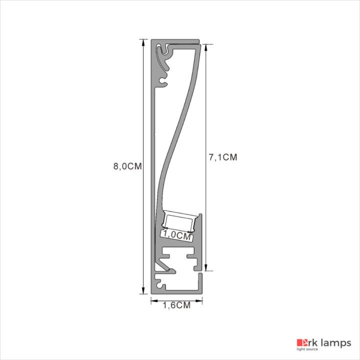Perfil LED Sobrepor Rodapé 1.6×8cm — foto 2