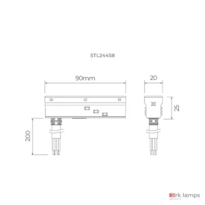 S.LINE Alimentador 6 Vias para Trilho · Stella · STL24458PTO — desenho técnico com medidas