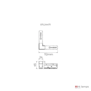 S.LINE Conexão L Horizontal para Trilho Sobrepor · Stella · STL24471BR — desenho técnico com medidas
