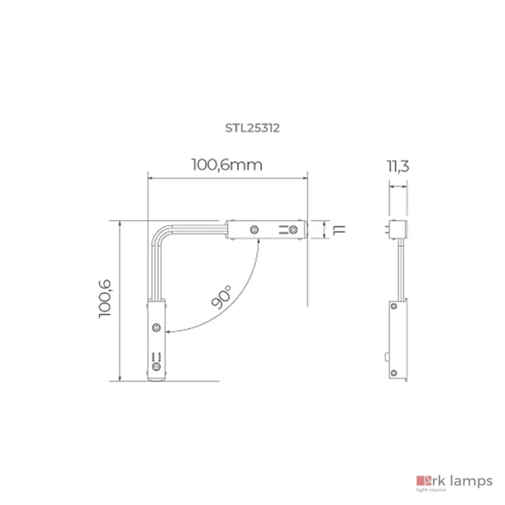Conector I para Trilho Trace Micro 24V · Stella · STL25312BR — desenho técnico com medidas
