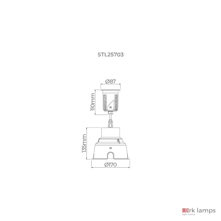 Embutido S.GROUND PRO DIM 24V S/grade 11,5W · Stella · STL25703/27 — desenho técnico com medidas