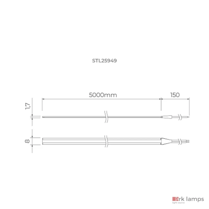 Fita All Light Free-cut 24V 15W/M 800lm/M IP65 · Stella · STL25949/30 — desenho técnico com medidas