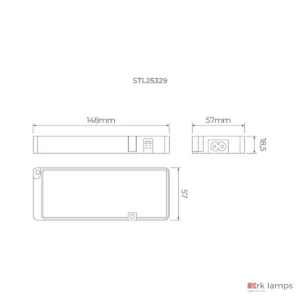 Fonte Móbili 12V 5 Canais 36W · Stella · STL25329 — desenho técnico com medidas