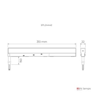 S.LINE Fonte 24V para Trilho 100W · Stella · STL24442BR — desenho técnico com medidas