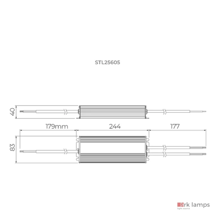 Fonte 24V PRO AFP 320W IP67 AFP · Stella · STL25605 — desenho técnico com medidas