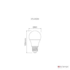 Lamp LED Bulbo E27 DIM 7.8W 220° 750lm · Stella · STL25250/27 — desenho técnico com medidas