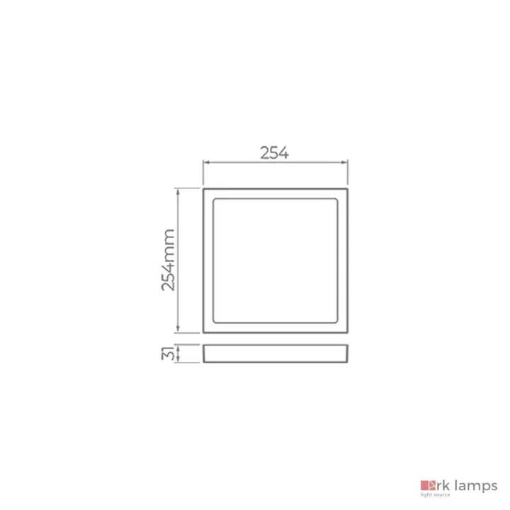 Plafon Sobrepor LED ECO 24W 1900lm Quadrado · Stella · STH21964Q/40 — desenho técnico com medidas