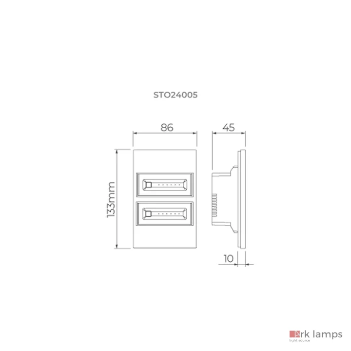 Dimmer Duplo Branco S.TOUCH 0-10V · Stella · STO24005BR — desenho técnico com medidas