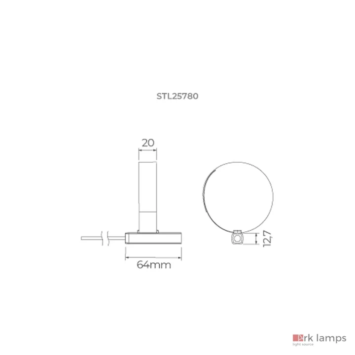 Organik Spot com Cinta 24V 1W 80lm · Stella · STL25780/27 — desenho técnico com medidas