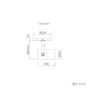 Spot Flow MR16 com Canopla · Stella · STL22001BR — desenho técnico com medidas