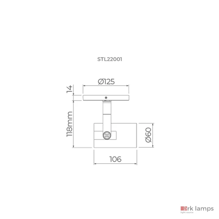 Spot Flow MR16 com Canopla · Stella · STL22001BR — desenho técnico com medidas