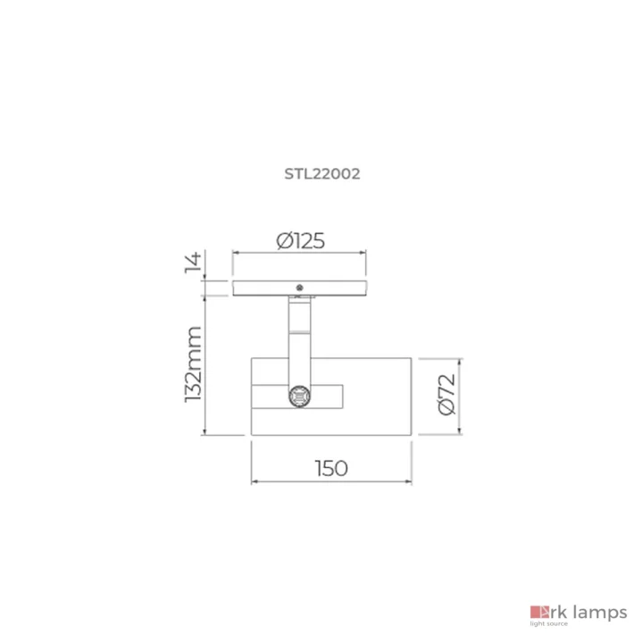 Spot Flow PAR20 com Canopla · Stella · STL22002PTO — desenho técnico com medidas