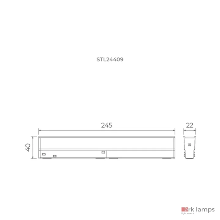 S.LINE Lumin Luz Geral Lente Plana DIM 12W · Stella · STL24409BR/27 — desenho técnico com medidas