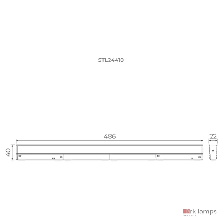 S.LINE Lumin Luz Geral Lente Plana DIM 24W · Stella · STL24410PTO/27 — desenho técnico com medidas