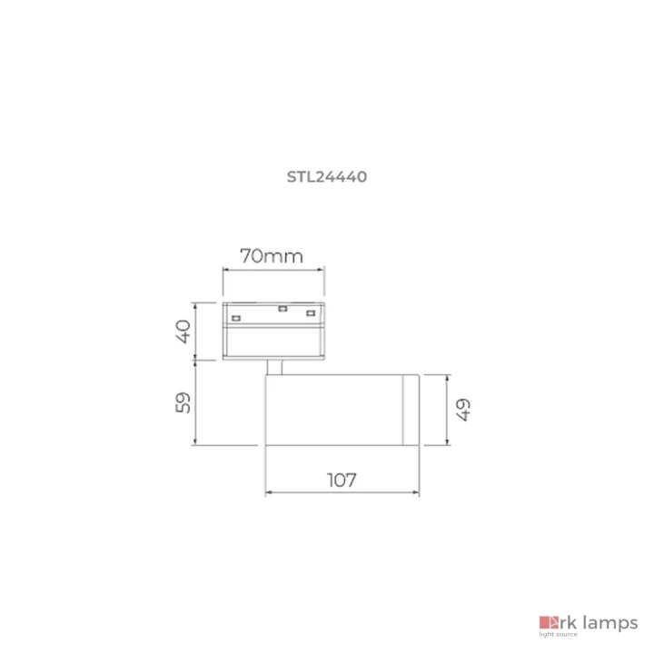 S.LINE Spot Quadrado S16 DIM 8W 510lm 30° · Stella · STL24440PTO/30 — desenho técnico com medidas