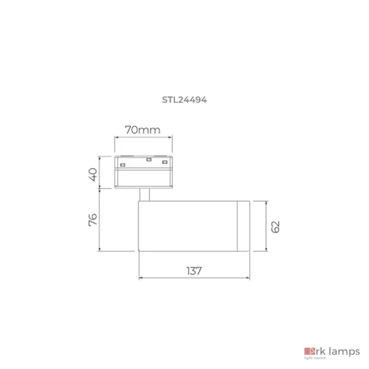 S.LINE Spot Quadrado S20 DIM 12W 740lm 25° · Stella · STL24441BR/27 — desenho técnico com medidas