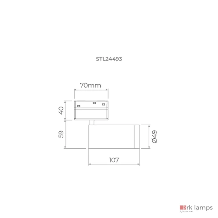 S.LINE Spot Redondo S16 DIM 8W 570lm 14° · Stella · STL24493BR/30 — desenho técnico com medidas