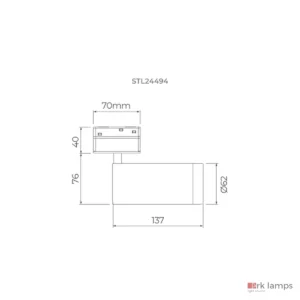 S.LINE Spot Redondo S20 DIM 12W 650lm 25° · Stella · STL24496PTO/27 — desenho técnico com medidas