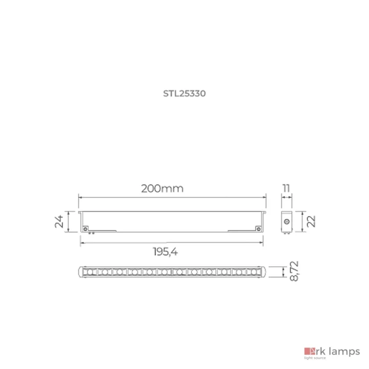 Trace Micro Pontual 24V 6W 308lm 24° · Stella · STL25330BR/30 — desenho técnico com medidas