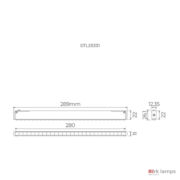 Trace Micro Difusa 24V 12W 1044lm 40° · Stella · STL25331PTO/27 — desenho técnico com medidas