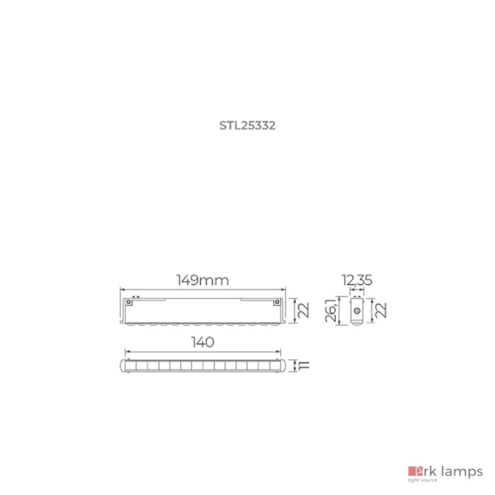 Trace Micro Difusa 24V 6W 500lm 40° · Stella · STL25332PTO/27 — desenho técnico com medidas