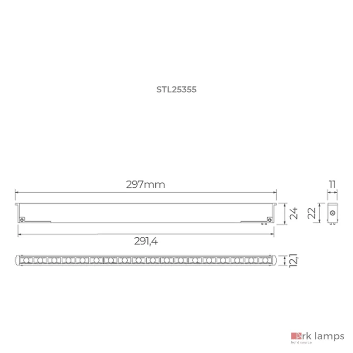 Trace Micro Pontual 24V 12W 605lm 24° · Stella · STL25355BR/27 — desenho técnico com medidas