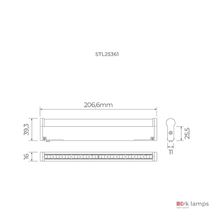 Trace Micro Pontual Dir 24V 6W 308lm 24° · Stella · STL25361BR/27 — desenho técnico com medidas