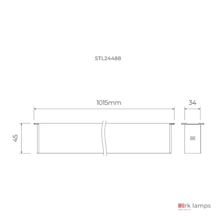 S.LINE Trilho de Embutir 2M · Stella · STL24489PTO — desenho técnico com medidas