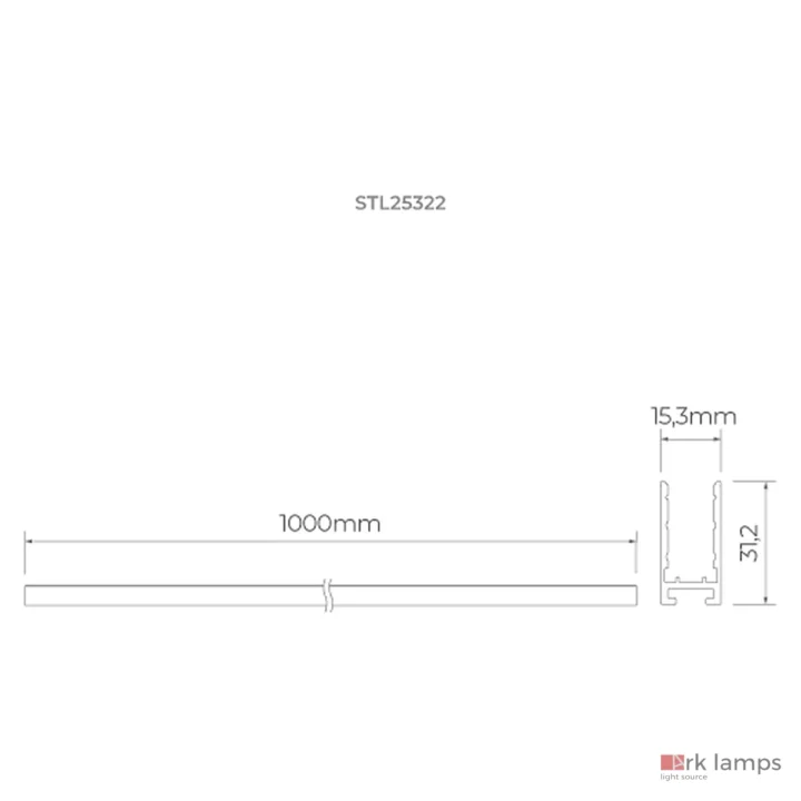 Trace Micro Trilho de Sobrepor 24V 2M · Stella · STL25321BR — desenho técnico com medidas
